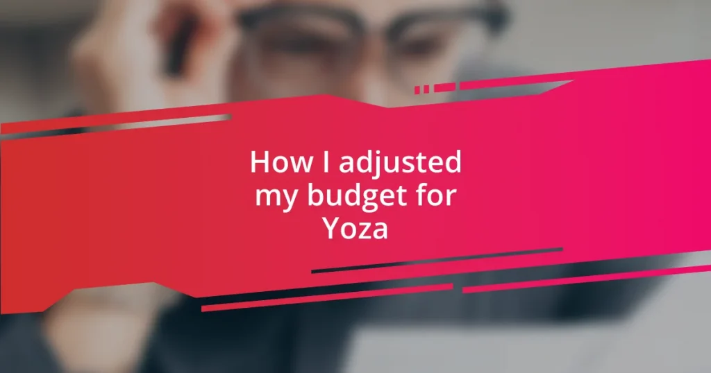 How I adjusted my budget for Yoza