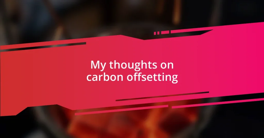 My thoughts on carbon offsetting