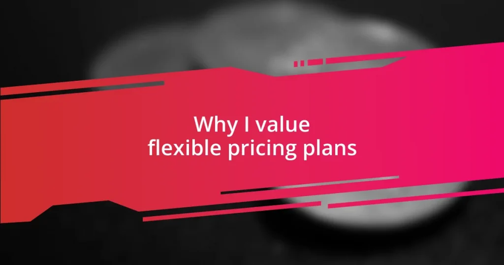 Why I value flexible pricing plans